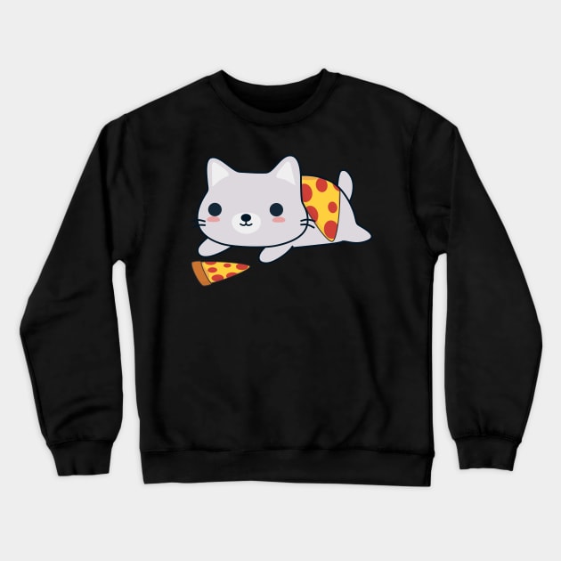 Cute Pizza Cat Crewneck Sweatshirt by happinessinatee